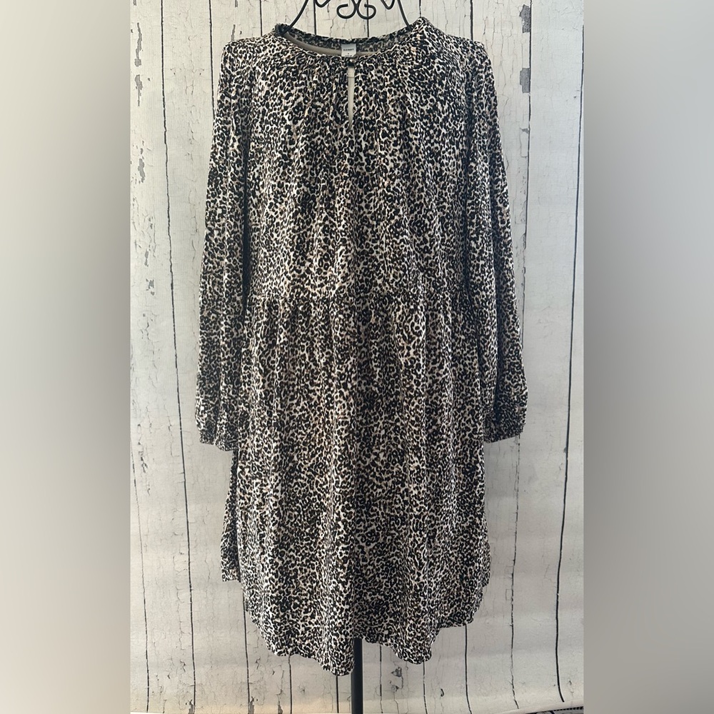 Old Navy Leopard Long Sleeve Peasant Dress Size small